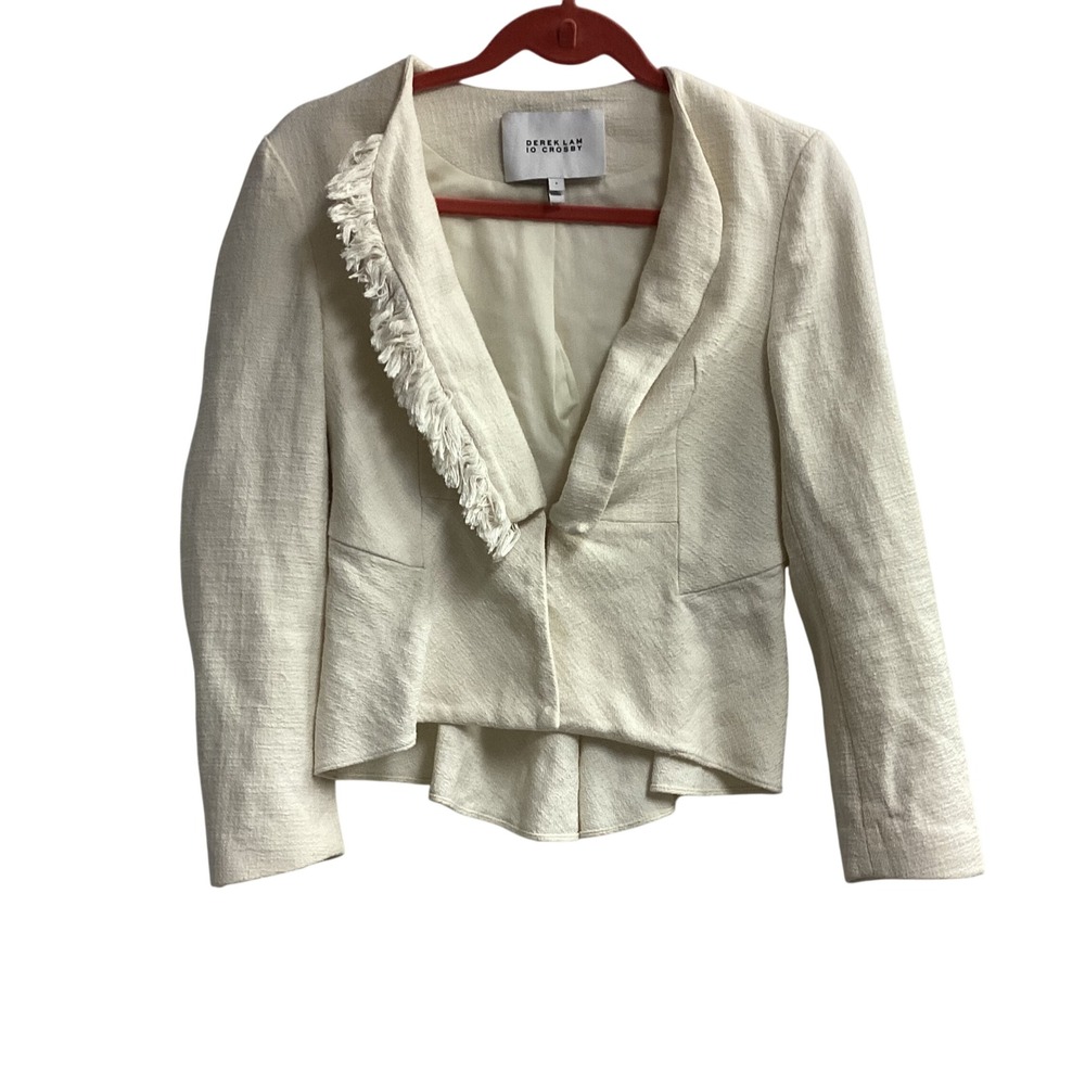 Derek‎ Lam 10 Crosby Fringed Blazer Peplum Jacket Career Wear Size 2